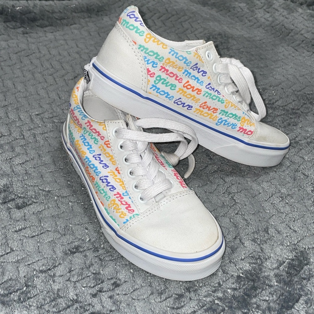 Vans Old Skool Low Top Skater Shoes Girls 1.5 Preppy Hip Hop Give More Love More